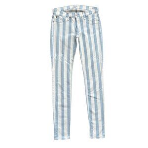 Hudson Jeans Blue and White Striped Skinny Jeans
